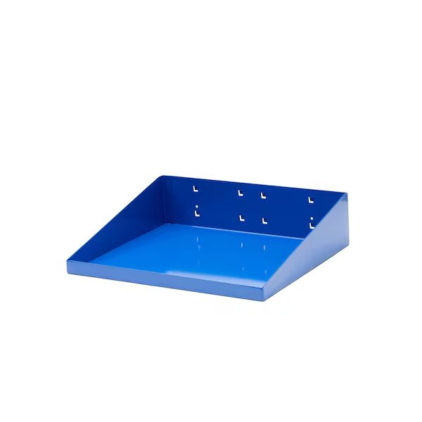12 In. W x 10 In. D Blue Epoxy Coated LocBoard Steel Shelf with 6 Holes for Garment Hangers